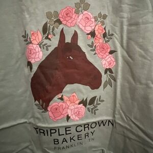 Horse & Roses Bella + Canvas Tee 2XL Dusty Blue Triple Crown Bakery Franklin,TN